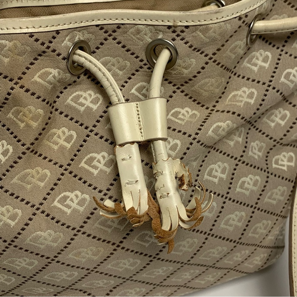 Dooney & Bourke Handbag Drawstring Bucket Tote Hobo Monogram Y2K Purse [Stained] - Picture 9 of 16